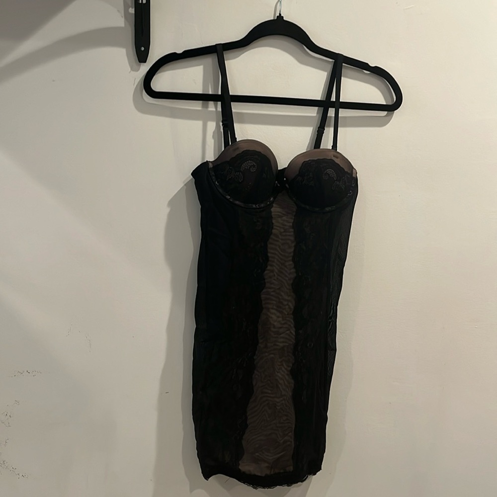 Black & tan sheer dress